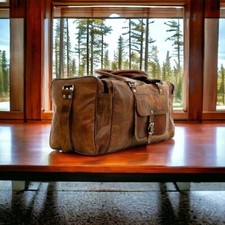 Leather Duffel Overnight Men's Genuine Vintage Gym LuggageBag Travel Weekend