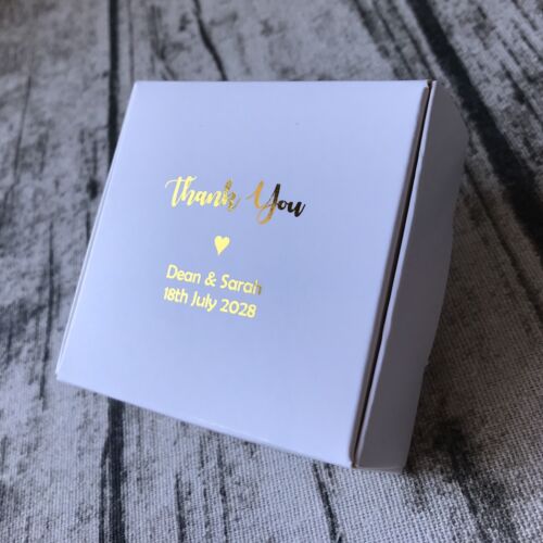 30x Gold Foil Personalized White Paper box Wedding Favor Boxes Party Gift Boxes - Picture 6 of 9