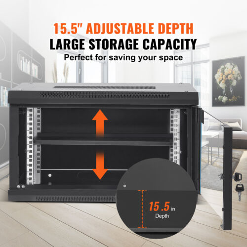 6U Wall Mount Network Server Rack Cabinet Enclosure 15.5'' Deep Door Lock - Picture 2 of 9
