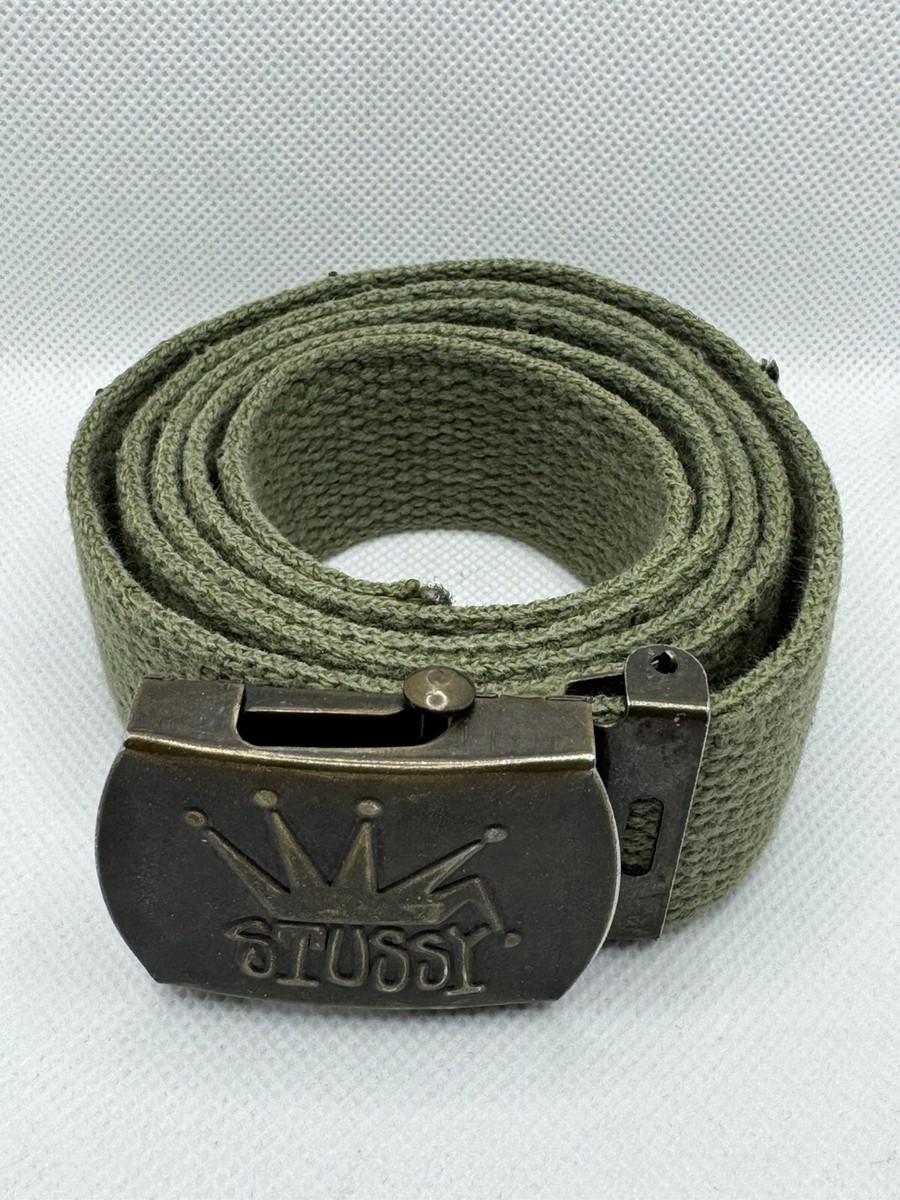 Very Rare Vintage 90s STUSSY Crown Olive Green Gacha Belt Very Rare Vintage 90s STUSSY Crown Olive Green Gacha Belt