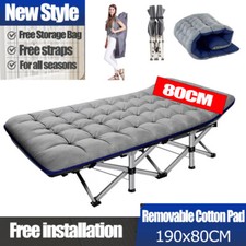 Oversized Folding Sleeping Cot Guest Bed Outdoor Portable Camping Cot + Mat +Bag