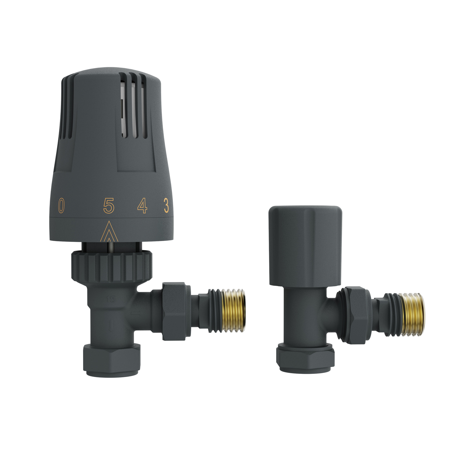 Thermostatic Radiator Valves Modern Anthracite TRV Lockshield Angled Valves Pack