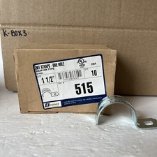 TOPAZ 515, EMT Conduit Strap, 1-1/2", Steel, 1-Hole Snap-On, Inverted Rib, 10box