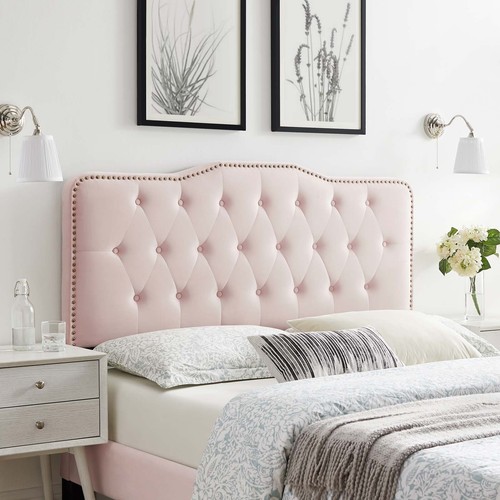 Modway Sophia Tufted Performance Velvet Full/Queen Headboard in Pink - Picture 1 of 10