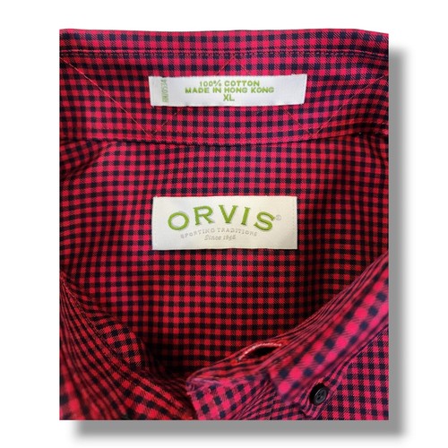Orvis Red and Black Plaid Long Sleeve Button Down Cotton Shirt Men's XL - Picture 9 of 12