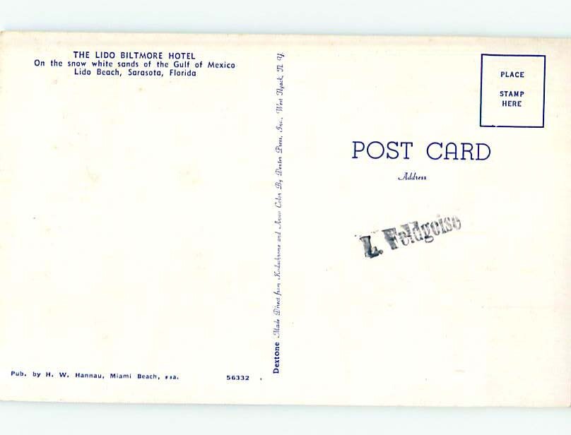 Unused 1950's LIDO BILTMORE HOTEL Sarasota Florida FL make an offer