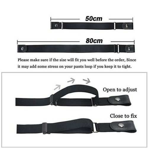 Fashion Men Women Buckle-Free Elastic Belt Adjustable Leather Waistband New - Bild 12 von 12