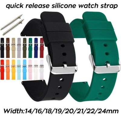 Silicone Watch Strap 14mm 16 18 19 20mm 21 22mm 24mm Waterproof Soft Rubber Band