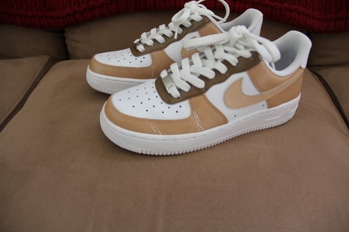 Air Force 1 Custom Shoes Mocha Brown Tan Size 7W/5.5M - Picture 3 of 6