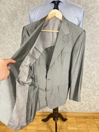 NWOT Brioni Palatino Silk Wool 85/15 Shiny Gray Half Lined Handmade Blazer EU 47 - Picture 9 of 12