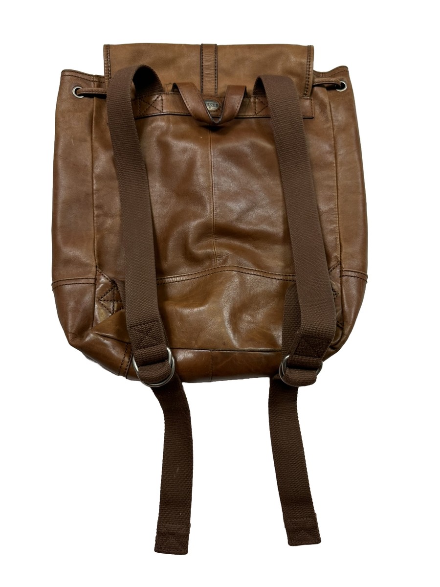 Fossil Vintage Drawstring Backpack Leather Brown Women display picture 1