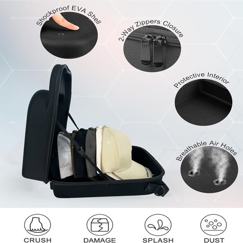 Hard Hat Travel Case for Baseball Caps Hat Storage with Handle & Shoulder Strap - Picture 8 of 9