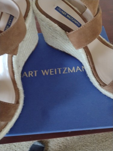 Stuart Weitzman Lexia suede wedge 4" heels espadrille sandals 10 M NIB $450 - Picture 4 of 15