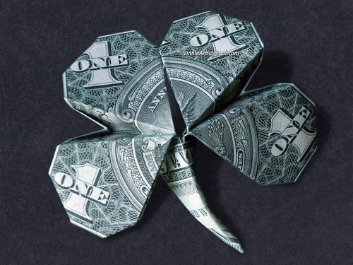 Dollar Origami CLOVER Made with REAL MONEY Handmade Plant Cash Art Gift 4 Leaf - Picture 9 of 18