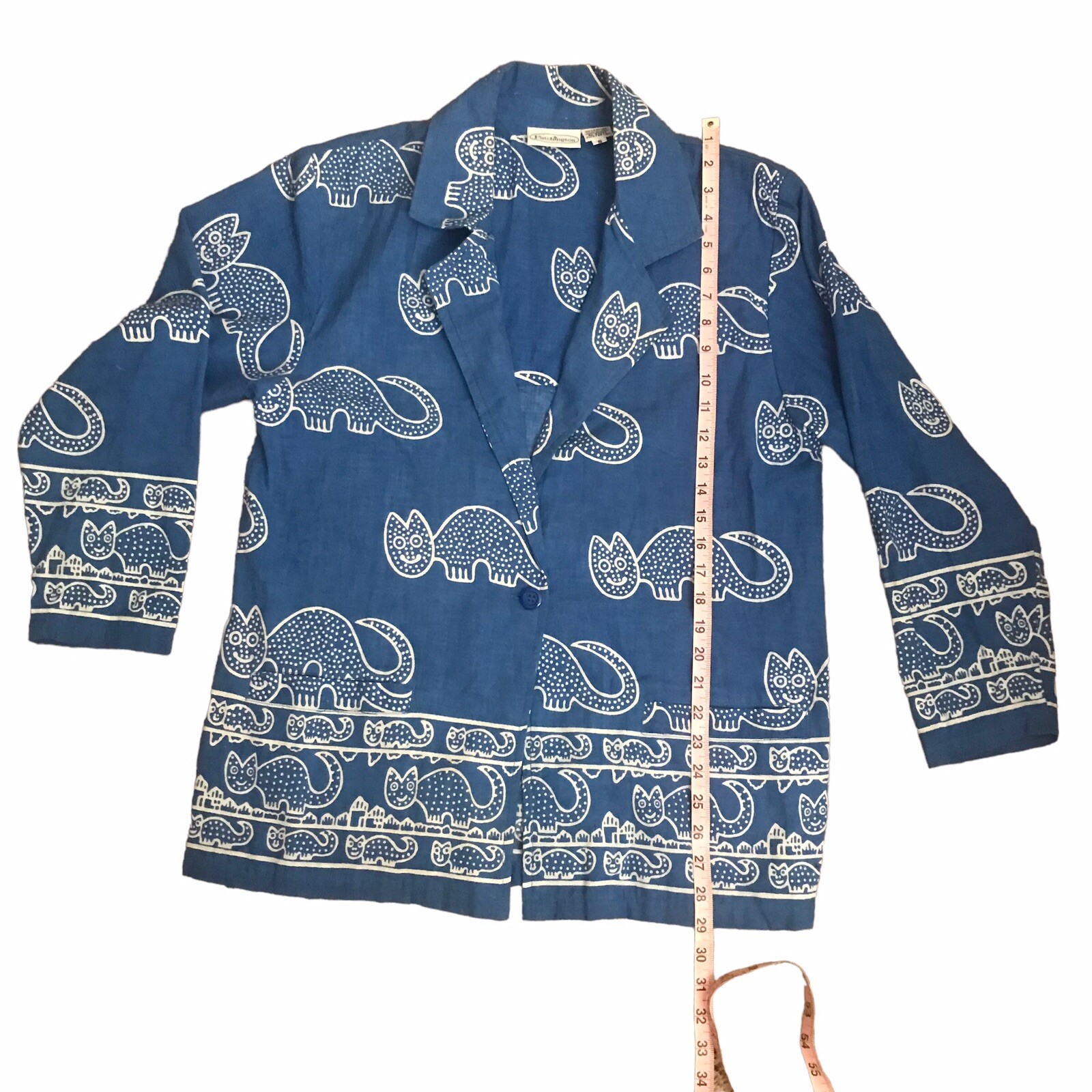 Patchington Blue Cat Lover Open Front Jacket  Sma… - image 7