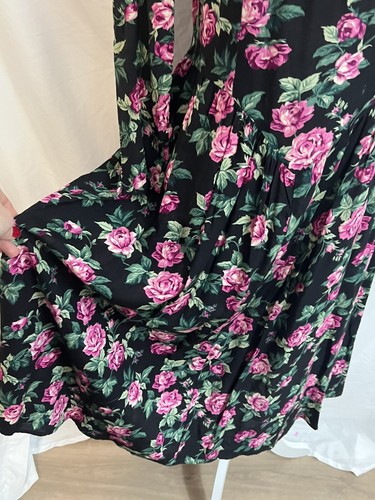 Vtg Rose Dark Floral 80s Dress Lace Gothic Princess Romantic Fairy Whimsigoth - Picture 12 of 21