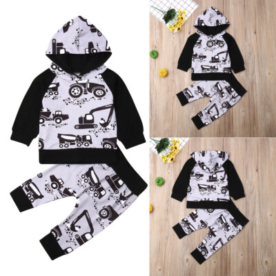 Toddler Outfits Newborn Baby Boy Girls Autumn Winter Clothes Hooded Tops Pants