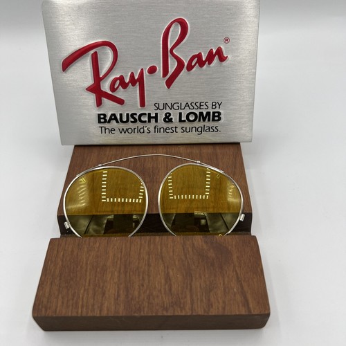Clip redondo amarillo plateado vintage Ray Ban Bausch & Lomb B&L con estuche 48 mm EE. UU. - Imagen 3 de 11