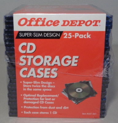 Office Depot / Super Slim Design / New 25 Pack / CD DVD Storage Cases
