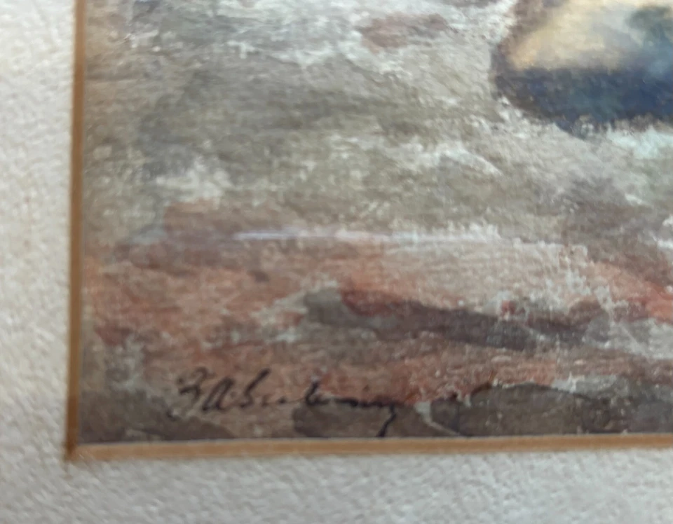 Escena de campamento nativo americano acuarela original de Lionel Lin Serebrin Foto 3 de 4