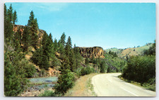Vtg Postcard More's Creek and Highway 21 going to famous Idaho City from Boise