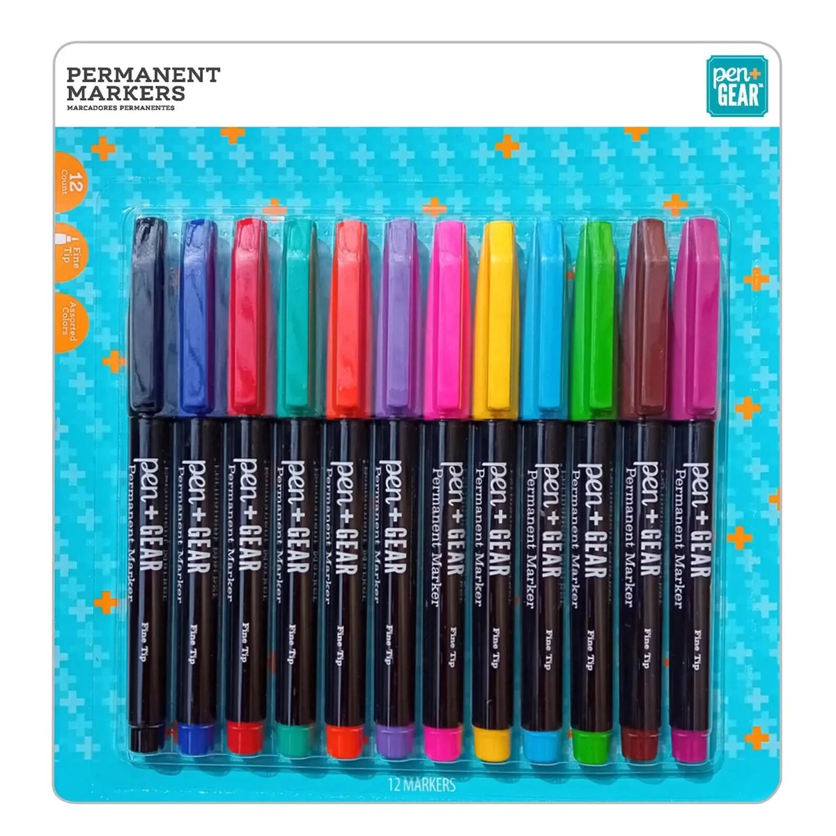 Pen Gear Permanent Marker, Fine Tip, 12 Count, Assorted
