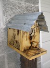 WOOD BIRD HOUSE "ARC ART" DECORATED..UNUSUAL! HANDMADE