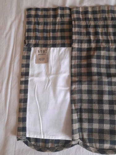 VHC Primitive Country Valance Black Tan Check Curtain 16x70 NWOT Lined Cabin - Picture 6 of 6