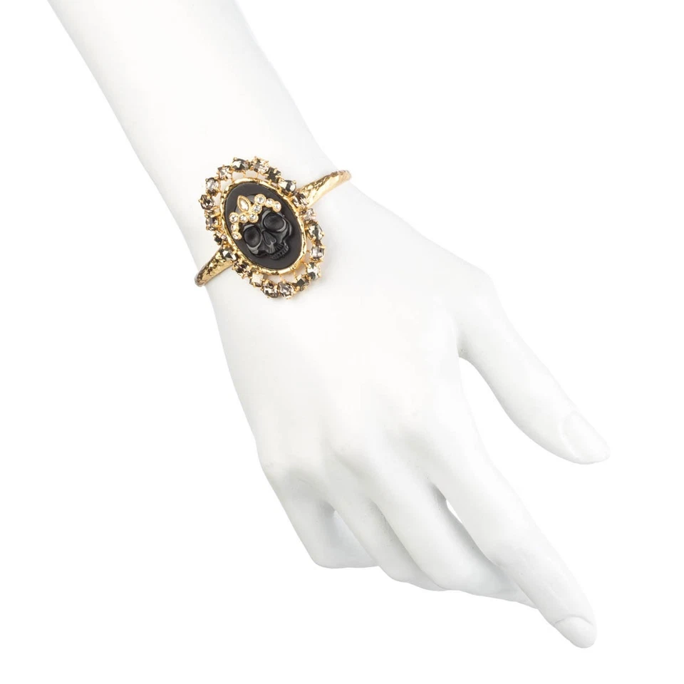 Bracelete Alexis Bittar Gold Muse D'Or Black Agate Skull Cuff.****NOVO****$295****