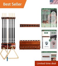 100 Oak Pool Stick Holder - Wall-Mounted Cue Storage for 8 Sticks