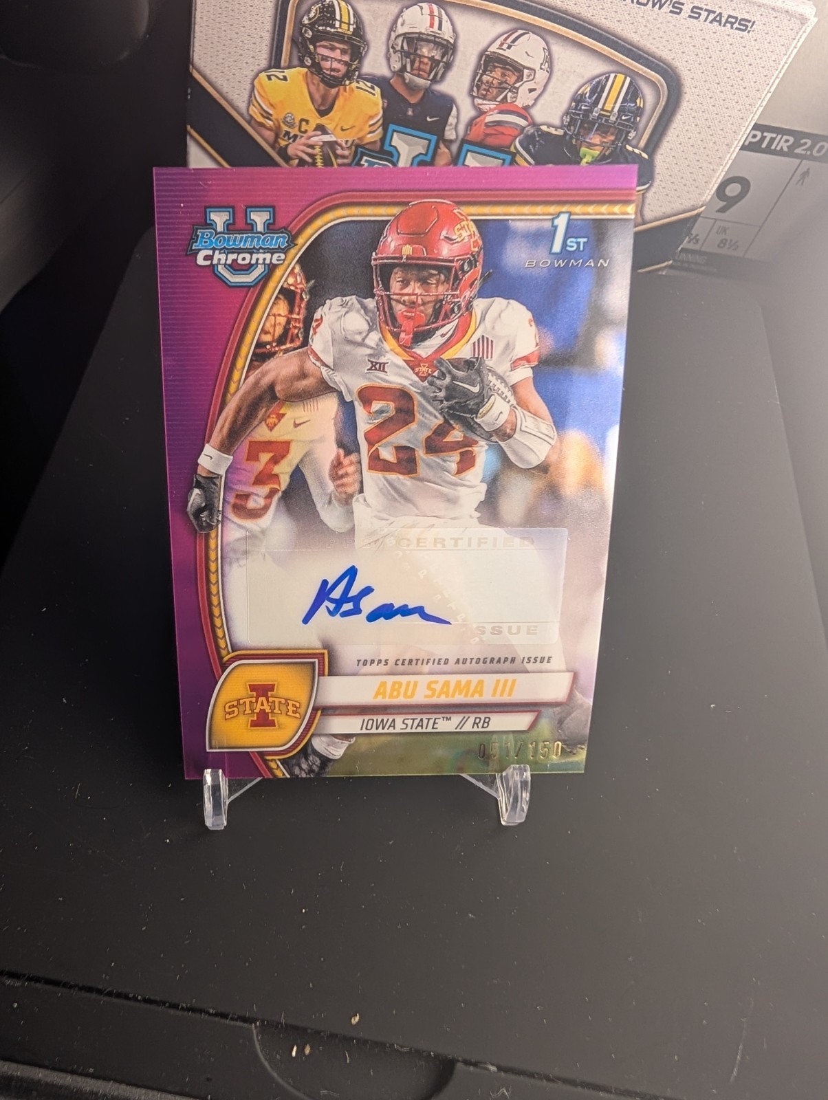 Abu Sama III Auto /150 Fuchsia 2024 Bowman Chrome U University Iowa State