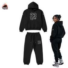 Men's Black Sky Blue 2pc Set Hoodie Pants Sweatsuit To Match Jordan 11 Gamma