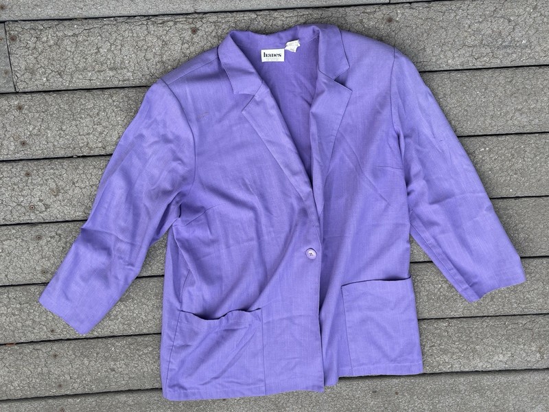 Hanes Signature Collection Lavender  Boyfriend Blazer Jacket Size L