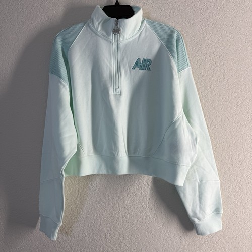Nike Air Women’s Sportswear 1/4-Zip Fleece Top Barely Green Embroidery Logo Sz M - Picture 4 of 9