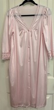 Vintage Kayser Pink Nylon Lace Nightgown Robe 70s Made in USA L Cottagecore