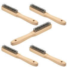 4 Row Wire Brush Heavy Duty Wooden Handle Rust Removal Steel Wire Metal Cleaning