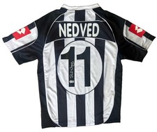 PAVEL NEDVED Rare Hand Signed Juventus Retro Lotto Home Football Jersey BECKETT