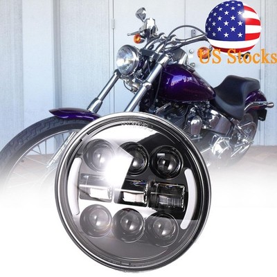 5.75'' LED Headlight Halo Hi/Low Beam DRL light For Indian Scout Bobber 2017-2021
