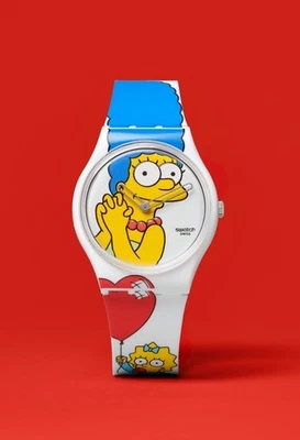 Rare Swatch x The Simpsons best mom Q Watch Moonswatch 007 moma neon cartoon - Image 1 of 4