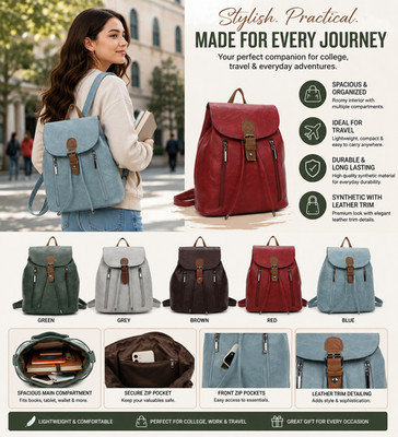 Damen kleiner Leder Rucksack Schulter Handtasche mit Haltegriff College Reise