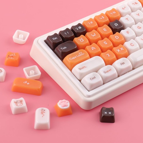 Ceramic Jade Calico Cat Keycaps, 148 Keys Translucent Orange Jelly Cute Keyca... - Picture 7 of 9