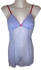 Betsey Johnson Sz L Womens Blue Babydoll Coquette Dollete Y2k Night Slip Dress