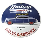 Vintage Hudson Automobiles Sign - Hornet Gas Sales Service Porcelain Sign