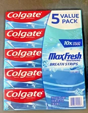 COLGATE MAX FRESH WITH WHITENING BREAT STRIPS 10X LONGER LASTING NEW 5 VALUEPACK
