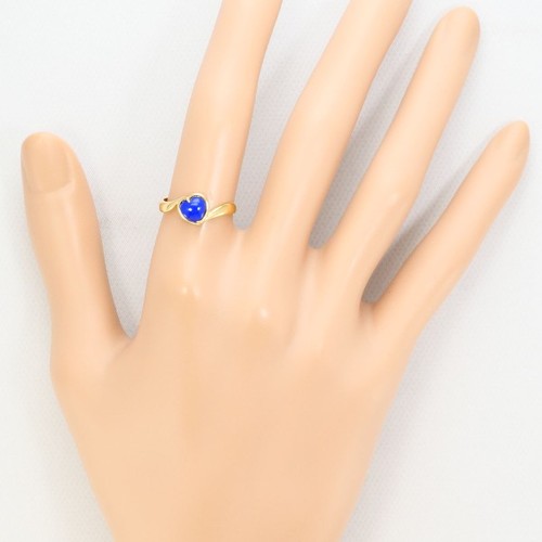 Jewelry 18K Yellow gold ring 11 size Lapis lazuli About1.4g Free shipping Used - Picture 3 of 6