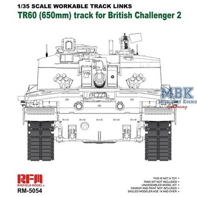 RYE FIELD MODEL RFM5054 Challenger 2 TR60 (650mm) workable tracks