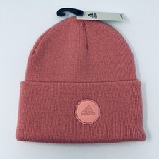 Adidas Womens Wide Cuffed 2 Fold Beanie Winter Hat Cap Toboggan Semi Pink Spark
