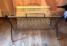 Vtg record  Metal MAGAZINE RACK  stand Holder MCM mid century Frederic Weinberg