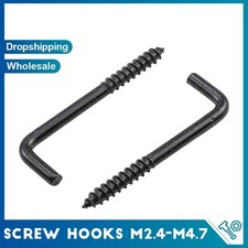 10 PCS Steel Screw in Ceiling Hooks L Shaped Black Spiral Hanger Hooks Cabinet