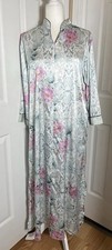 Vintage Oscar de la Renta Floral Lounge Dress Robe XS Zip Front Side Pockets